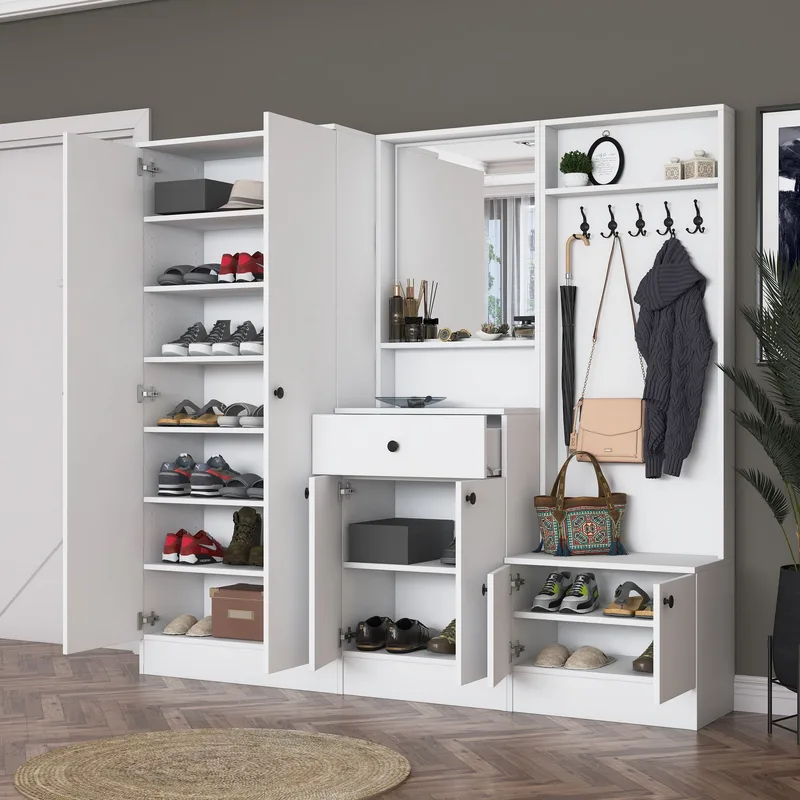Jornes Hallställ 199,4x182,2x37,5 cm - Vit - Möbler - Hall & entré - Möbelset för hall & entré
