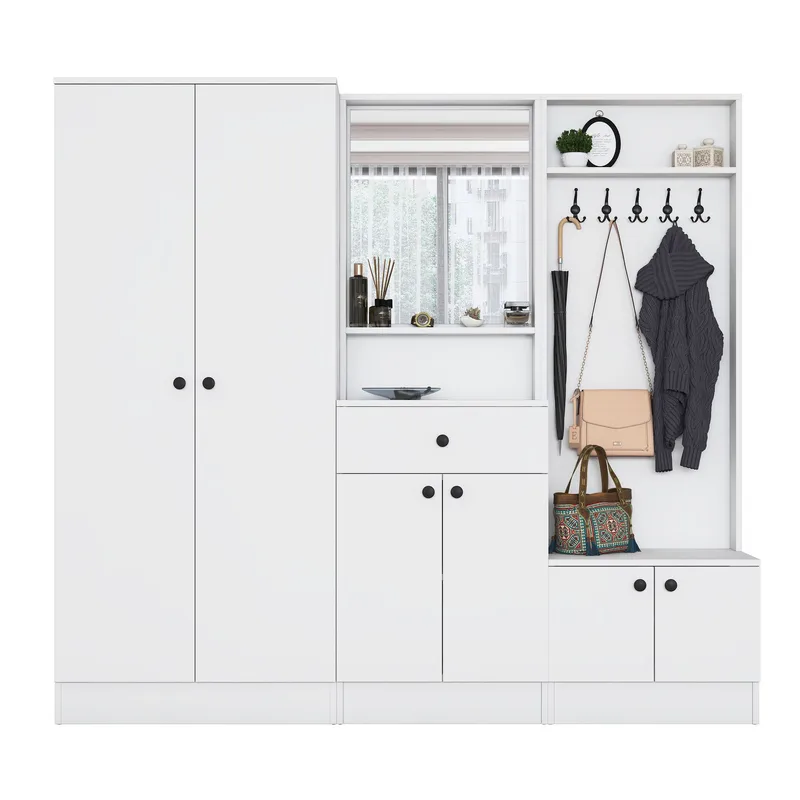 Jornes Hallställ 199,4x182,2x37,5 cm - Vit - Möbler - Hall & entré - Möbelset för hall & entré