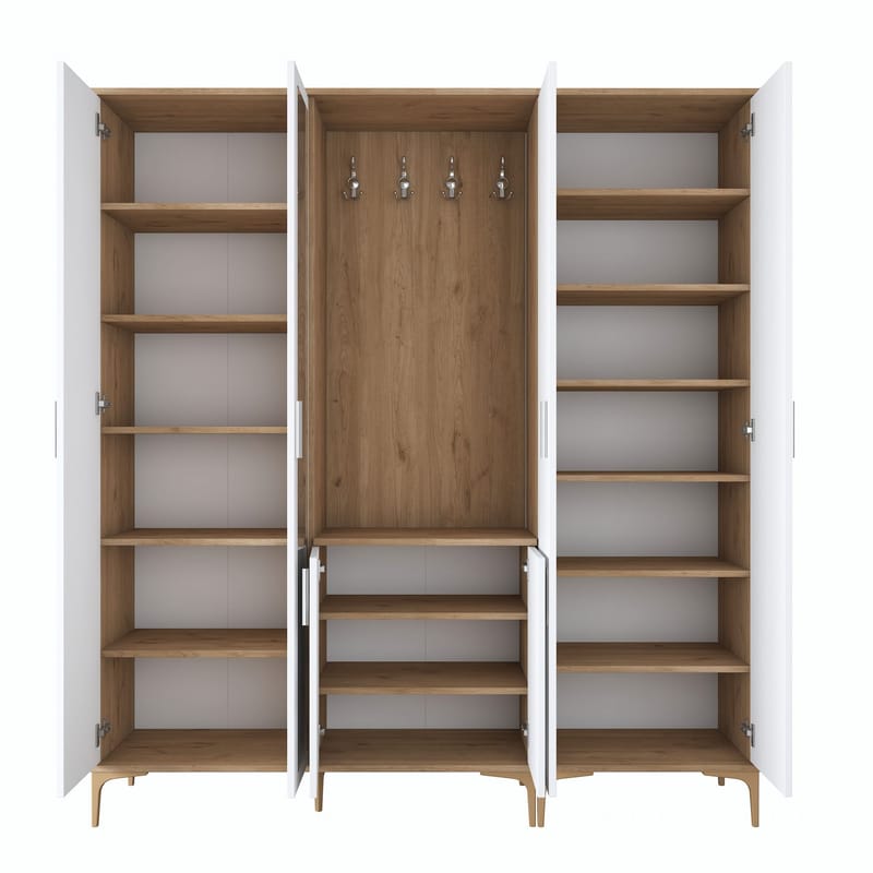 Matlerd Hallställ 180x198,6x37,5 cm - Valnöt och vit - Möbler - Hall & entré - Möbelset för hall & entré