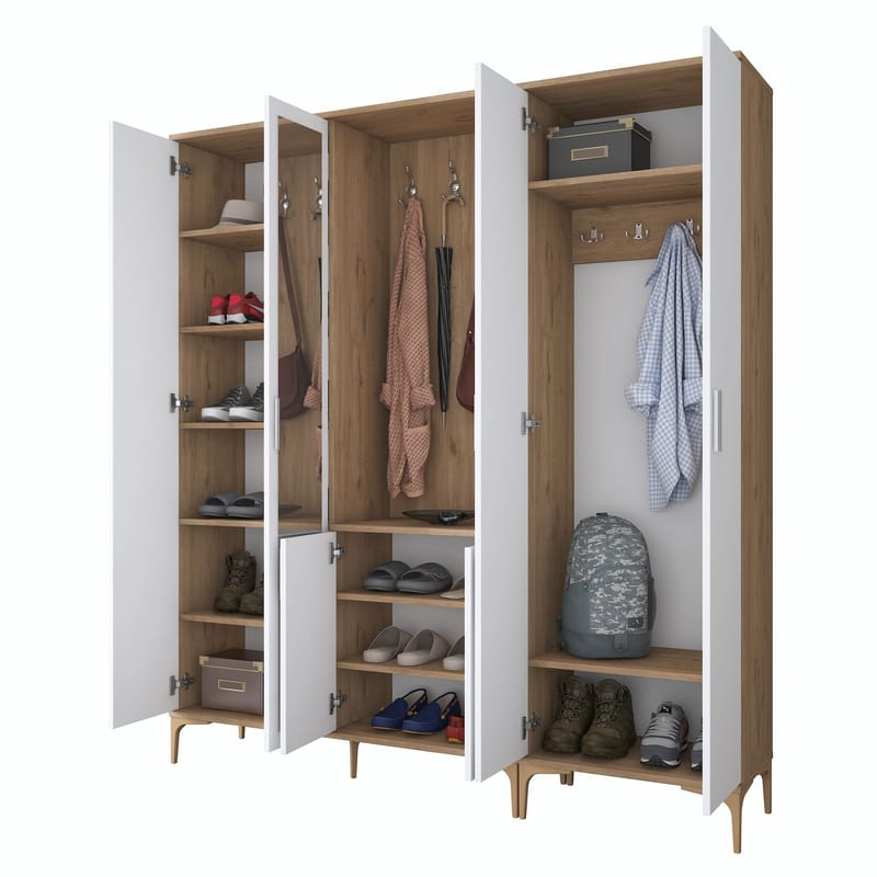 Matlerd Hallställ 180x198,6x37,5 cm - Valnöt och vit - Möbler - Hall & entré - Möbelset för hall & entré