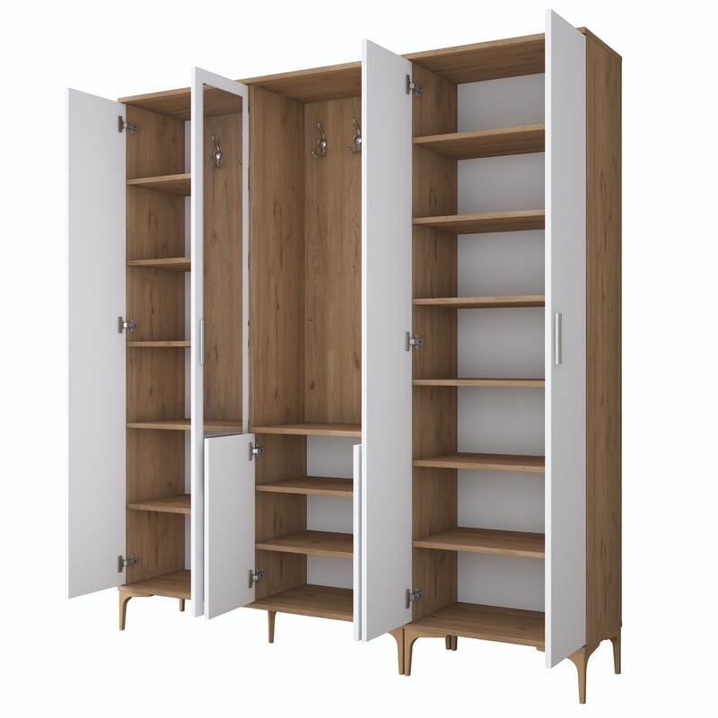 Matlerd Hallställ 180x198,6x37,5 cm - Valnöt och vit - Möbler - Hall & entré - Möbelset för hall & entré