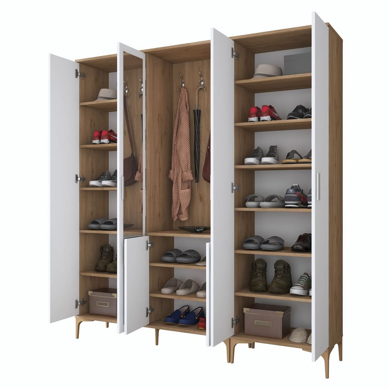 Matlerd Hallställ 180x198,6x37,5 cm - Valnöt och vit - Möbler - Hall & entré - Möbelset för hall & entré