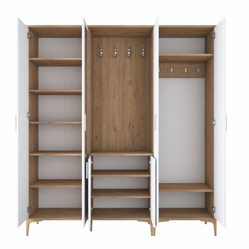 Matlerd Hallställ 180x198,6x37,5 cm - Valnöt och vit - Möbler - Hall & entré - Möbelset för hall & entré