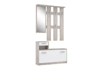 Breslau Hallmöbelset 98x180 cm - Beige/Brun/Vit - Möbler - Hall & entré - Möbelset för hall & entré