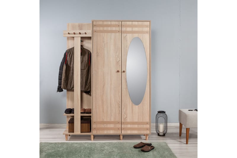 Brokind Klädförvaring 135 cm - Brun/Vit - Möbler - Hall & entré - Möbelset för hall & entré