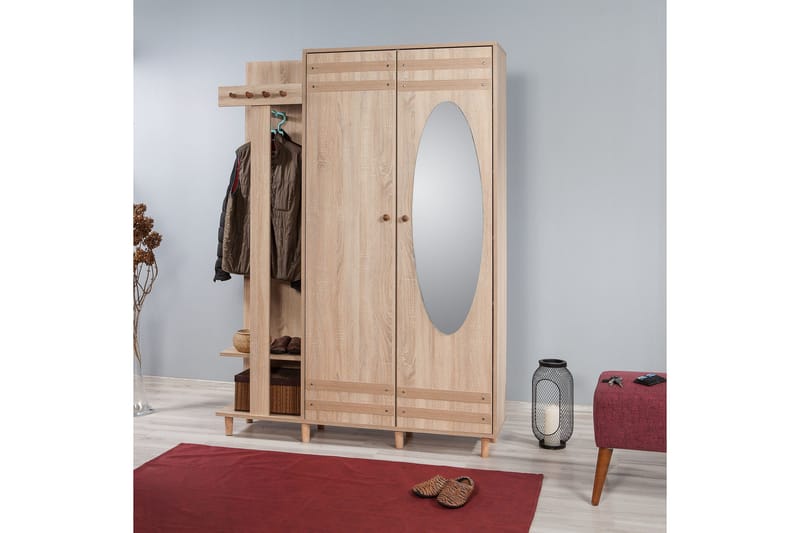 Brokind Klädförvaring 135 cm - Brun/Vit - Möbler - Hall & entré - Möbelset för hall & entré