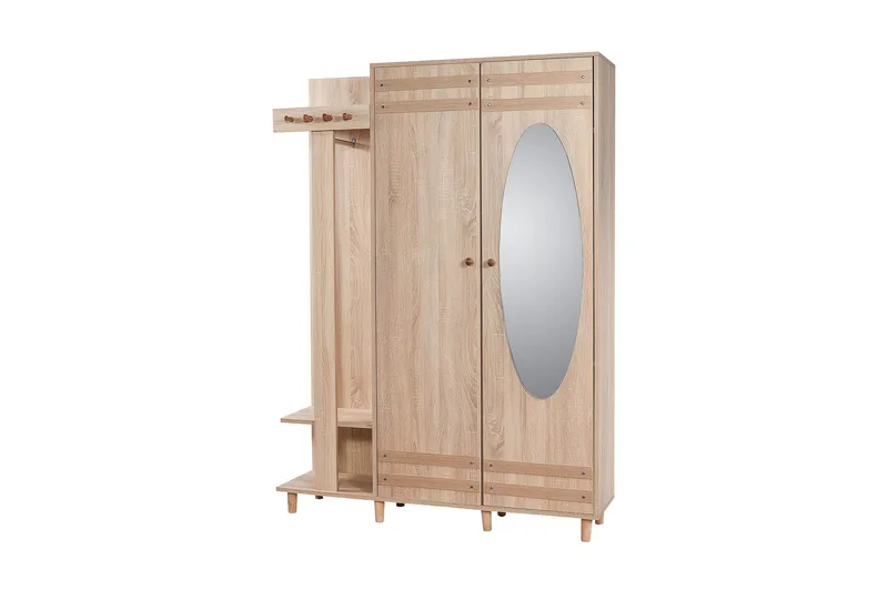 Brokind Klädförvaring 135 cm - Brun/Vit - Möbler - Hall & entré - Möbelset för hall & entré