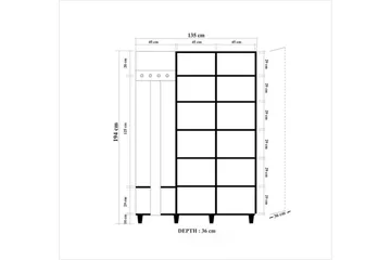 Brokind Klädförvaring 135 cm - Flerfärgad/Ek - Möbler - Hall & entré - Möbelset för hall & entré