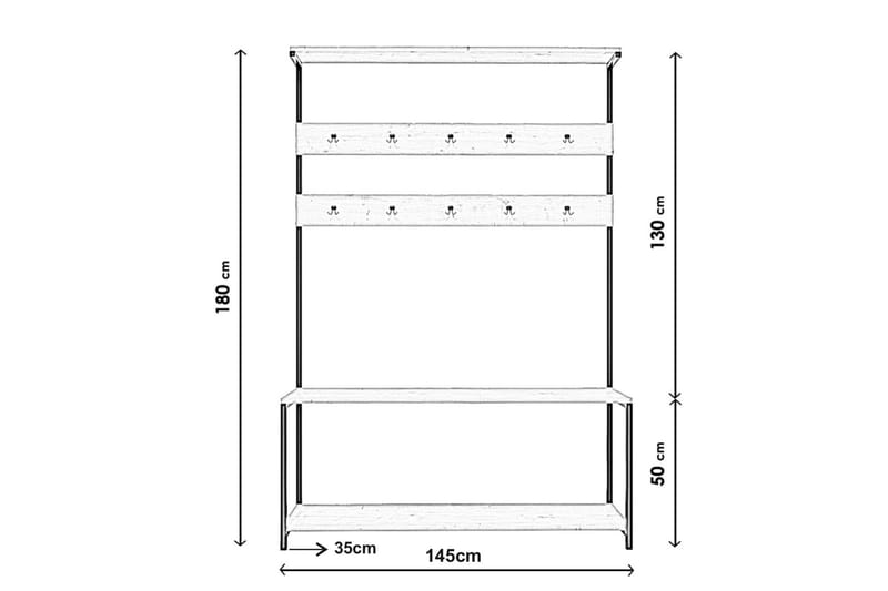 CIVETTE Hallmöbelset 145 cm Mörkbrun - Möbelset för hall & entré