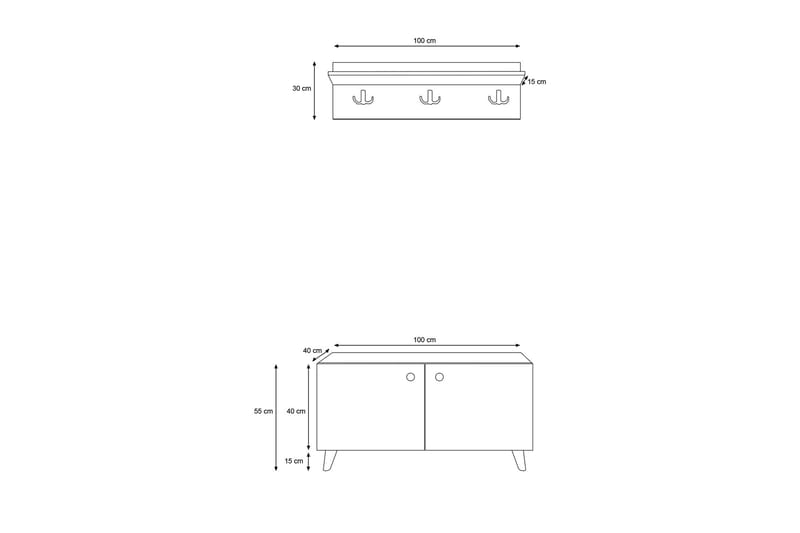 CLULHAM Hallmöbelset 80x80 cm Natur/Vit - Möbler - Hall & entré - Möbelset för hall & entré