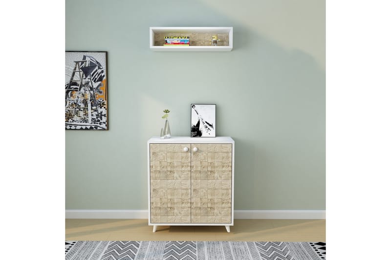 CLULHAM Hallmöbelset 80x80 cm Natur/Vit - Möbler - Hall & entré - Möbelset för hall & entré