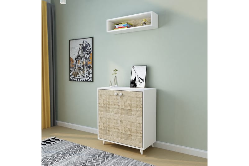 CLULHAM Hallmöbelset 80x80 cm Natur/Vit - Möbler - Hall & entré - Möbelset för hall & entré