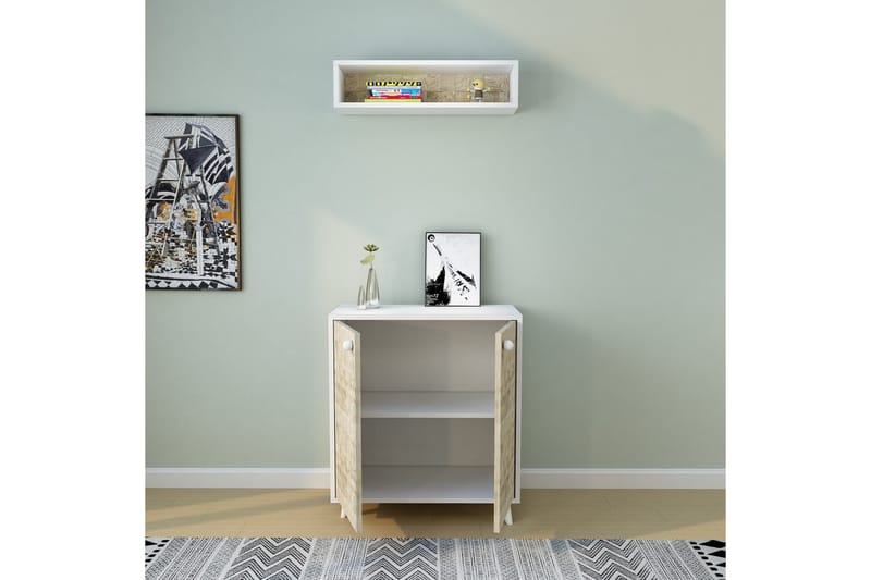 CLULHAM Hallmöbelset 80x80 cm Natur/Vit - Möbler - Hall & entré - Möbelset för hall & entré