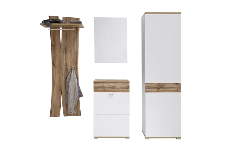 COLLICUR Hallmöbler Set om 3 Vit/Trä/Natur - Möbler - Hall & entré - Möbelset för hall & entré