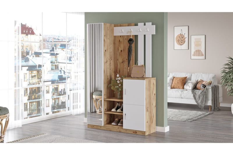 DADLES Hallmöbelset 38x114 cm Natur/Vit - Möbler - Hall & entré - Möbelset för hall & entré