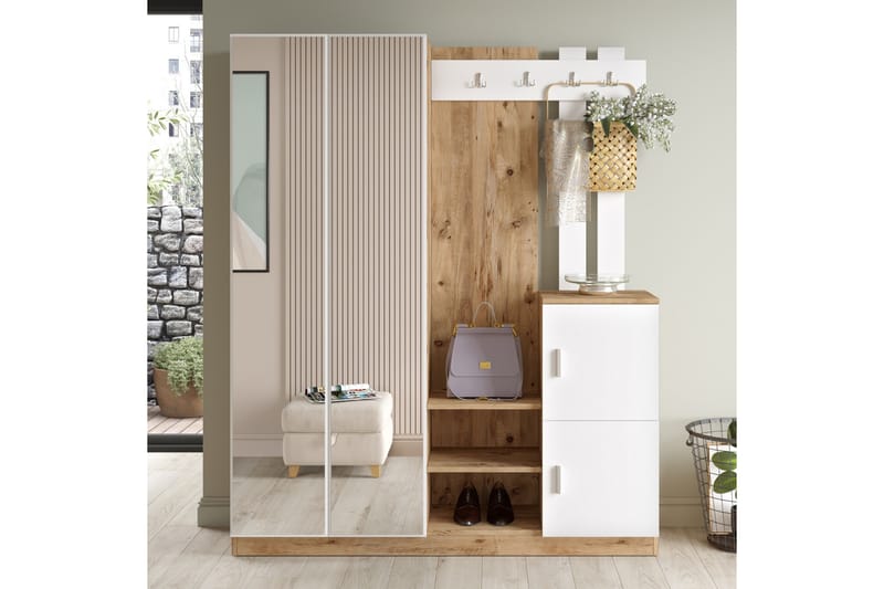 DADLES Hallmöbelset 38x147 cm Natur/Vit - Möbler - Hall & entré - Möbelset för hall & entré