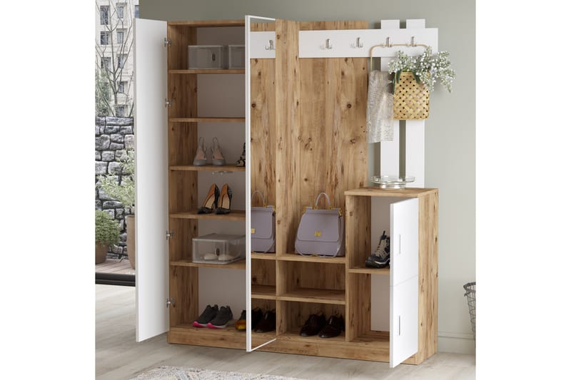 DADLES Hallmöbelset 38x147 cm Natur/Vit - Möbler - Hall & entré - Möbelset för hall & entré