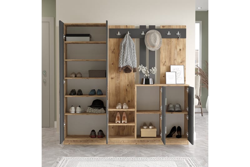 DADLES Hallmöbelset 38x187 cm Natur/Antracit - Möbler - Hall & entré - Möbelset för hall & entré