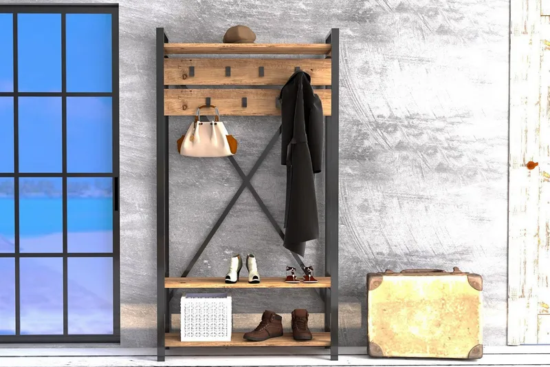 Devonne Hallmöbel 90 cm - Valnöt|Grå - Möbler - Hall & entré - Möbelset för hall & entré