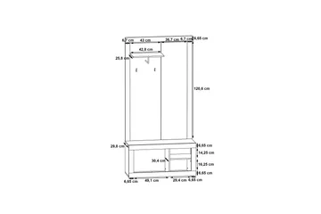 Dolnis Hallmöbelset 34x94 cm - Brun/Grå - Möbler - Hall & entré - Möbelset för hall & entré