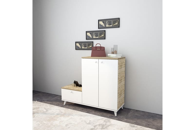 DOYRAN Hallmöbelset 120x120 cm Natur/Vit - Möbler - Hall & entré - Möbelset för hall & entré