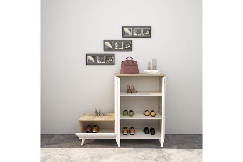 DOYRAN Hallmöbelset 120x120 cm Natur/Vit - Möbler - Hall & entré - Möbelset för hall & entré