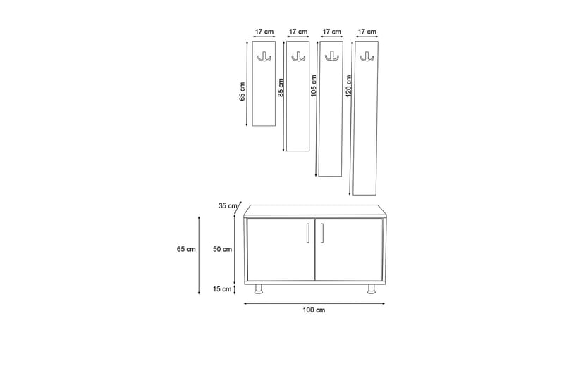 DOYRAN Hallmöbelset 50x100 cm Ljusbrun/Vit - Möbler - Hall & entré - Möbelset för hall & entré
