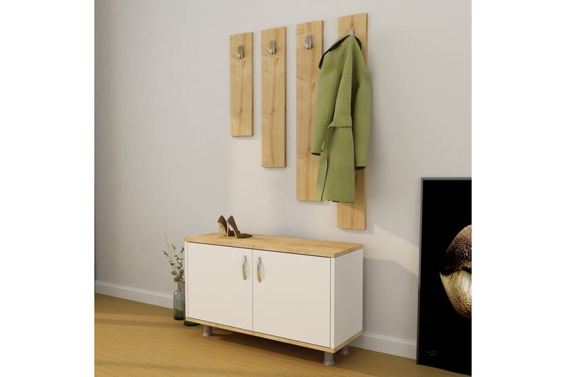 DOYRAN Hallmöbelset 50x100 cm Natur/Vit - Möbler - Hall & entré - Möbelset för hall & entré