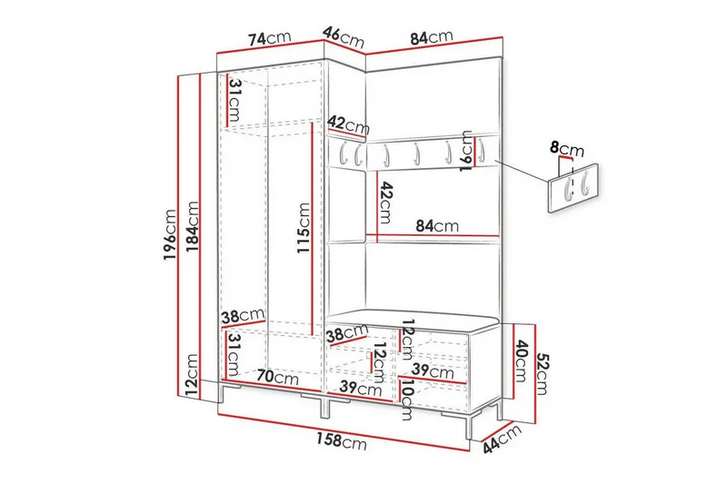 Dunvegan Hallmöbelset 158x44 cm Black - Möbler - Hall & entré - Möbelset för hall & entré