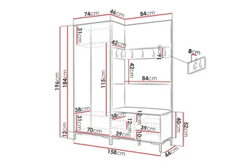 Dunvegan Hallmöbelset 158x44 cm - Vit - Möbler - Hall & entré - Möbelset för hall & entré
