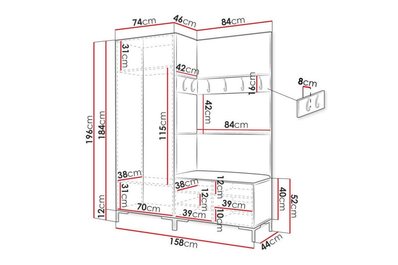 Dunvegan Hallmöbelset 158x46 cm Black - Möbler - Hall & entré - Möbelset för hall & entré