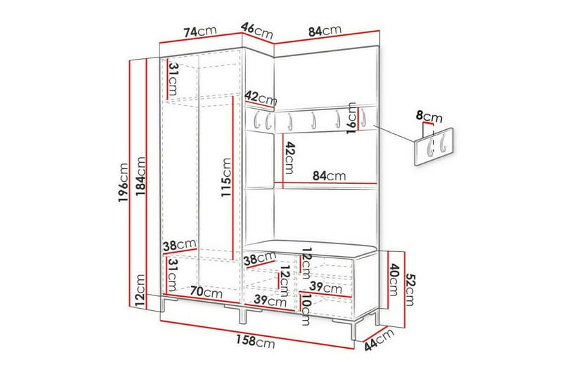 Dunvegan Hallmöbelset 158x46 cm White - Möbler - Hall & entré - Möbelset för hall & entré