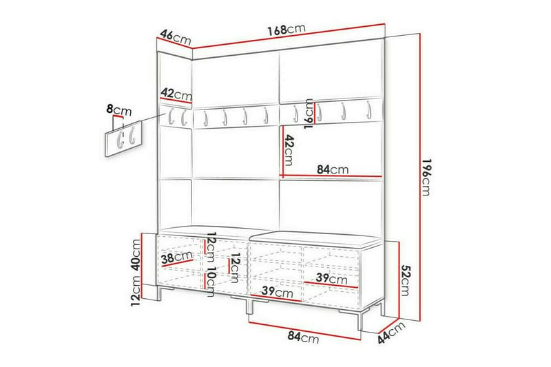Dunvegan Hallmöbelset 168x46 cm Mörkbrun - Möbler - Hall & entré - Möbelset för hall & entré