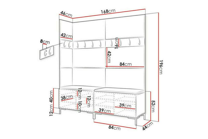 Dunvegan Hallmöbelset 168x46 cm - Svart - Möbler - Hall & entré - Möbelset för hall & entré