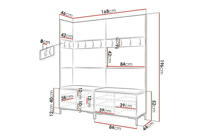 Dunvegan Hallmöbelset 168x46 cm - Vit - Möbler - Hall & entré - Möbelset för hall & entré