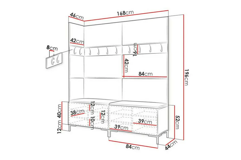 Dunvegan Hallmöbelset 168x46 cm White - Möbler - Hall & entré - Möbelset för hall & entré
