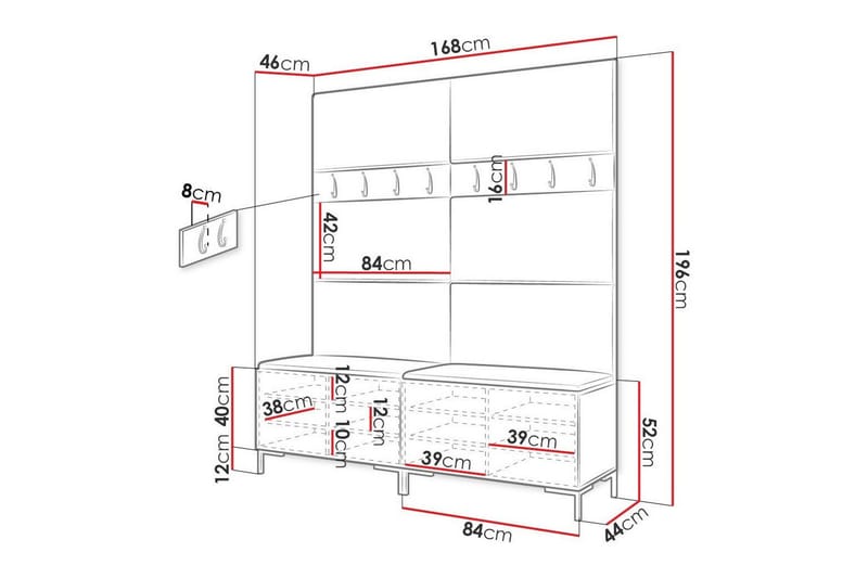 Dunvegan Hallmöbelset 168x46 cm White - Möbler - Hall & entré - Möbelset för hall & entré