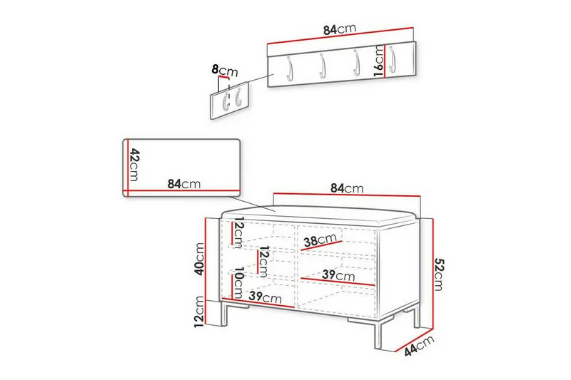 Dunvegan Hallmöbelset 84x44 cm White - Möbler - Hall & entré - Möbelset för hall & entré