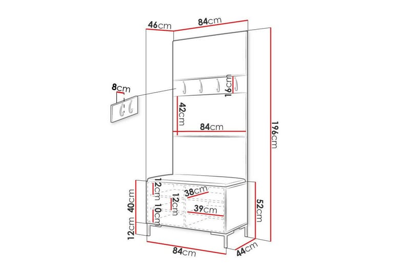 Dunvegan Hallmöbelset 84x46 cm Black - Möbler - Hall & entré - Möbelset för hall & entré
