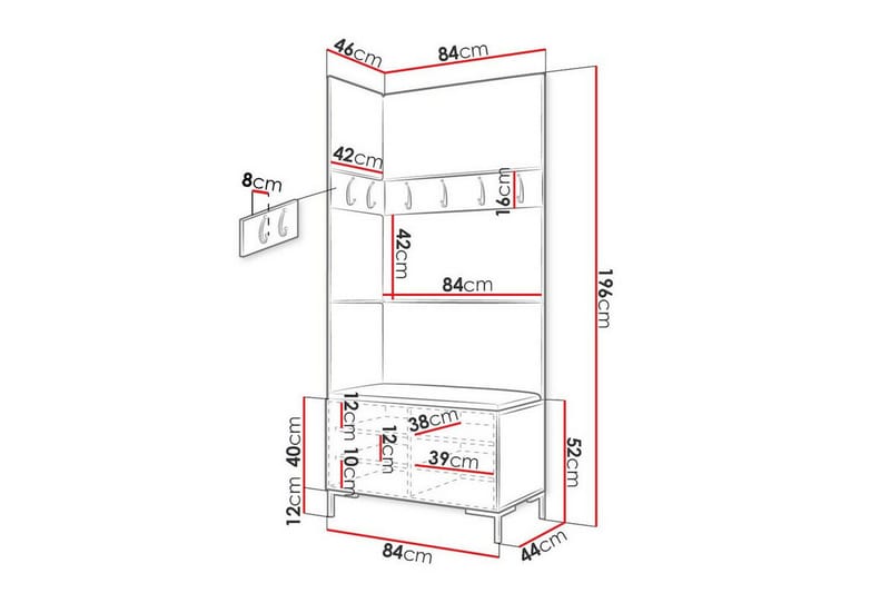 Dunvegan Hallmöbelset 84x46 cm - Brun - Möbler - Hall & entré - Möbelset för hall & entré