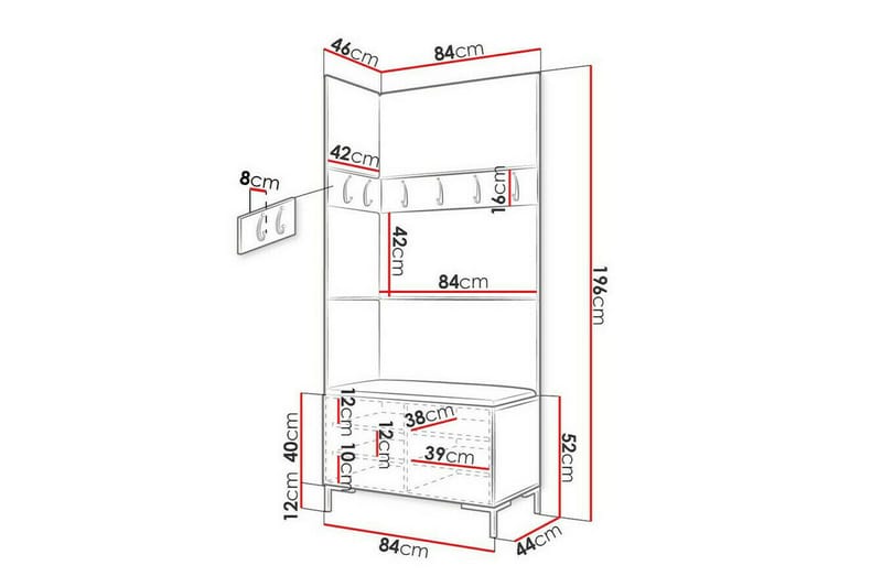 Dunvegan Hallmöbelset 84x46 cm - Vit - Möbler - Hall & entré - Möbelset för hall & entré