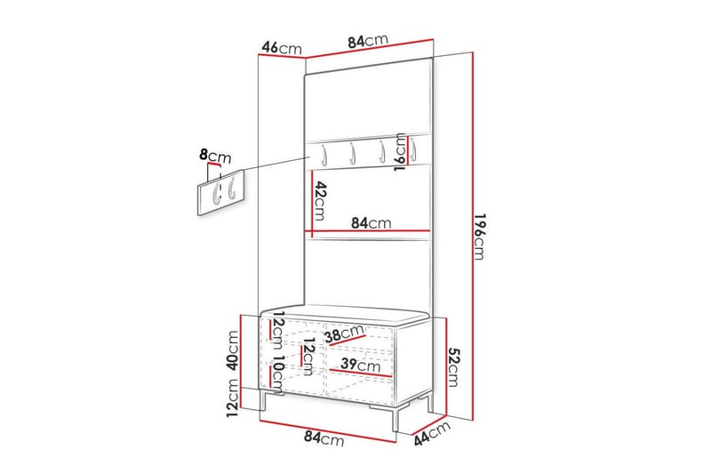 Dunvegan Hallmöbelset 84x46 cm White - Möbler - Hall & entré - Möbelset för hall & entré