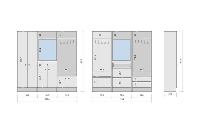 HABBORSBY Hallmöbelset Vit - Möbelset för hall & entré