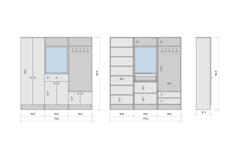 HABBORSBY Hallmöbelset Vit - Möbelset för hall & entré