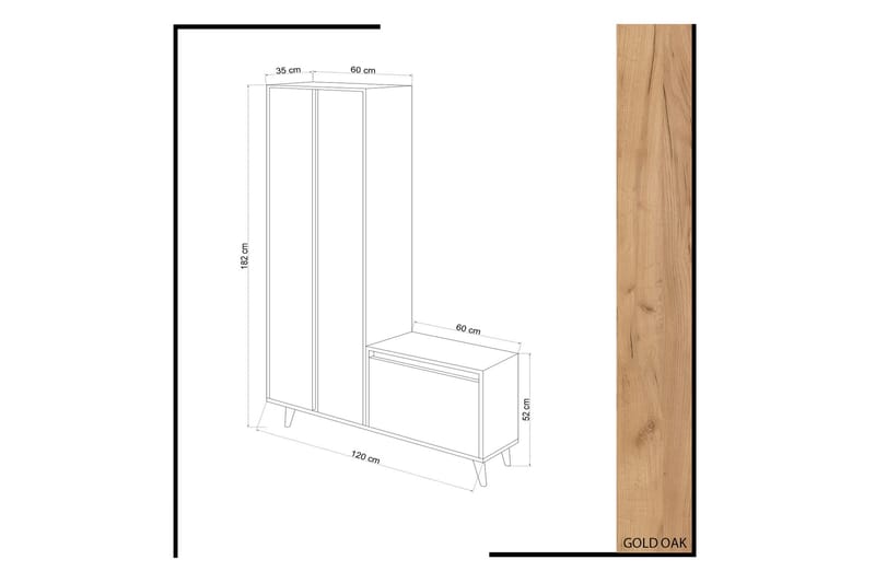 HALLMÖBELSET 35x120 cm Guld/Natur/Gul - Möbelset för hall & entré
