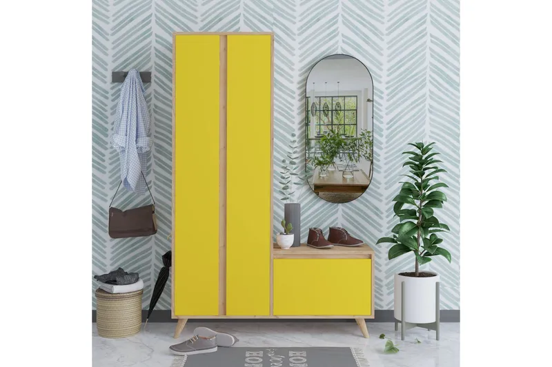 Hallmöbelset 35x120 cm - Guld/Natur/Gul - Möbler - Hall & entré - Möbelset för hall & entré
