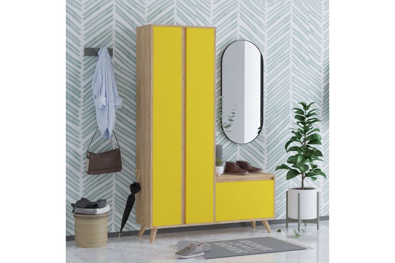 Hallmöbelset 35x120 cm - Guld/Natur/Gul - Möbler - Hall & entré - Möbelset för hall & entré