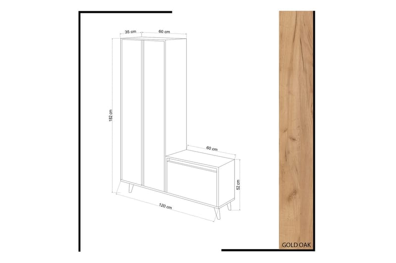 Hallmöbelset 35x120 cm - Guld/Natur/Gul - Möbler - Hall & entré - Möbelset för hall & entré