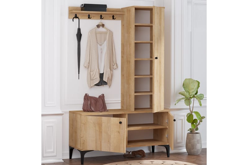 HALLMÖBELSET 40x110 cm Natur/Svart - Möbler - Hall & entré - Möbelset för hall & entré