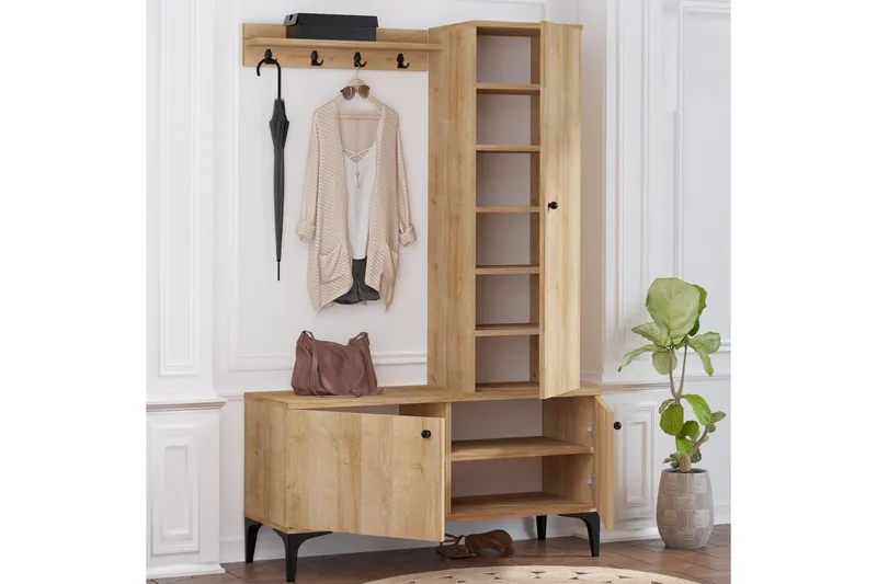 Hallmöbelset 40x110 cm - Natur/Svart - Möbler - Hall & entré - Möbelset för hall & entré